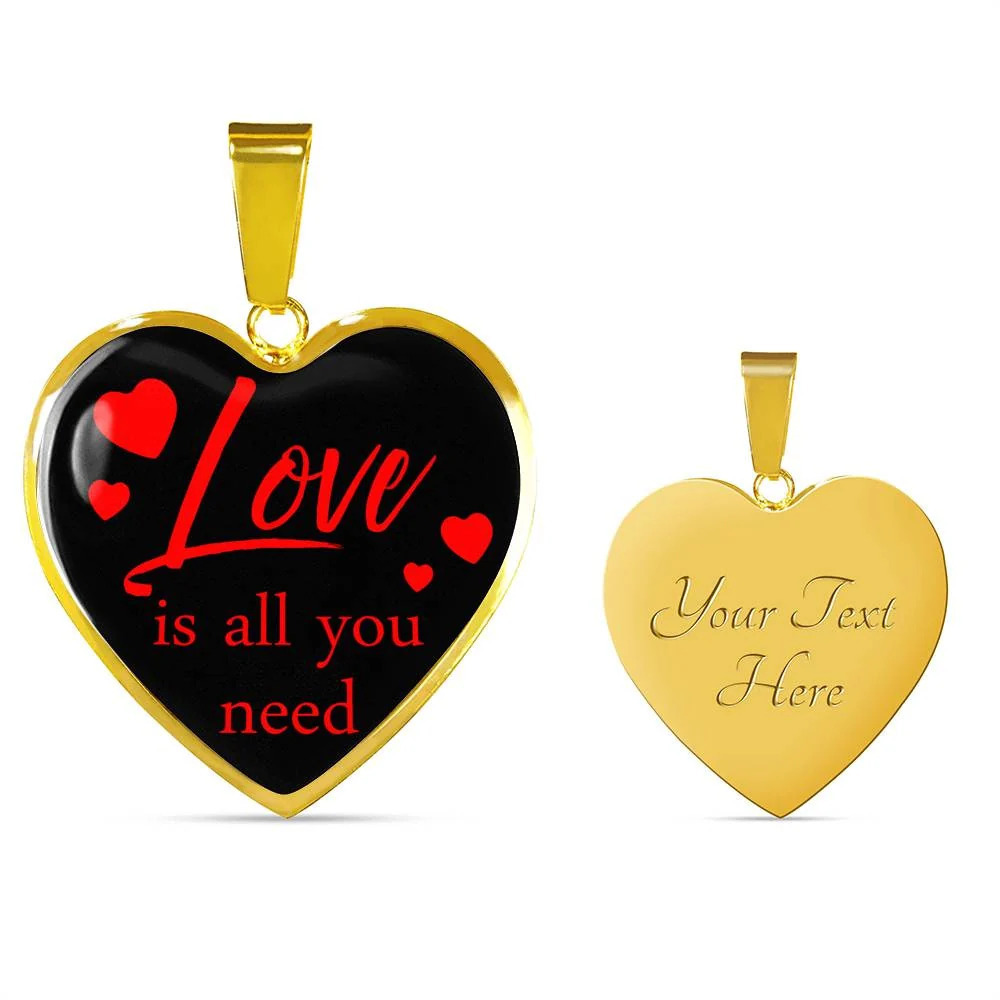 Love Is You Need Necklace Personalized Engraved Gold Heart Necklace Custom Name